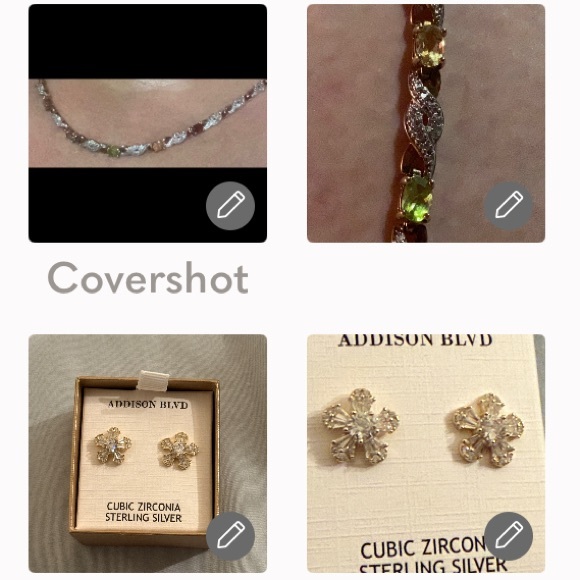 925 necklace w multi-color stones cz chips+Adison Blvd cubic🌸studs 925 NIB